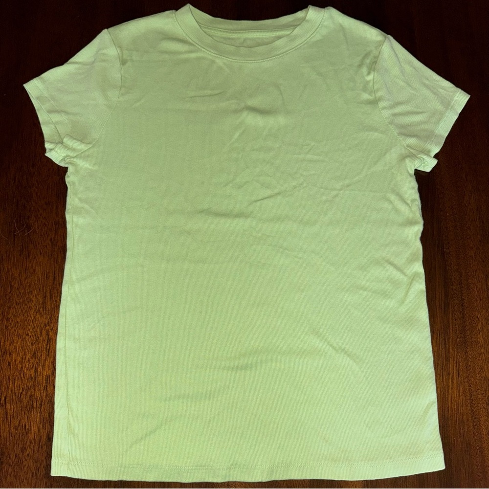 A New Day Ribbed Crew Neck Tee Size Large Lime Green